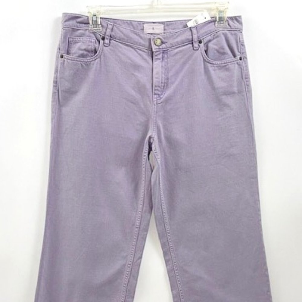 Loft Lou & Grey Size 31/12 Puple Lilac Wide Leg Raw Hem Jean Pants New